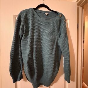 Kismet Teal Knit Sweater with Button Accents